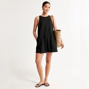 NWT, Abercrombie Black Linen Mini Dress, Size XXS